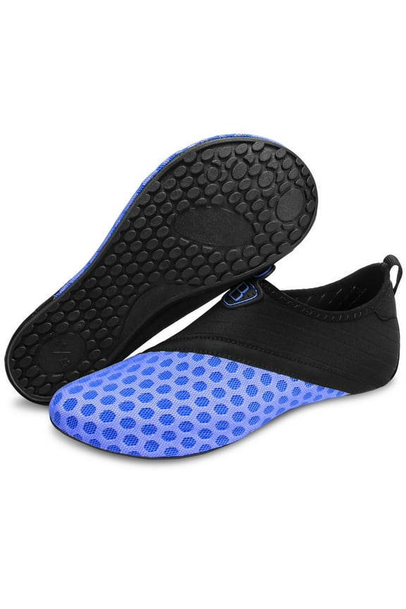 Womens Mens Water Shoes Quick-Dry Aqua Socks Barefoot for Outdoor Beach Swim Surf Yoga Exercise Blackblue 4.5-5.5 Women 3-4 Men