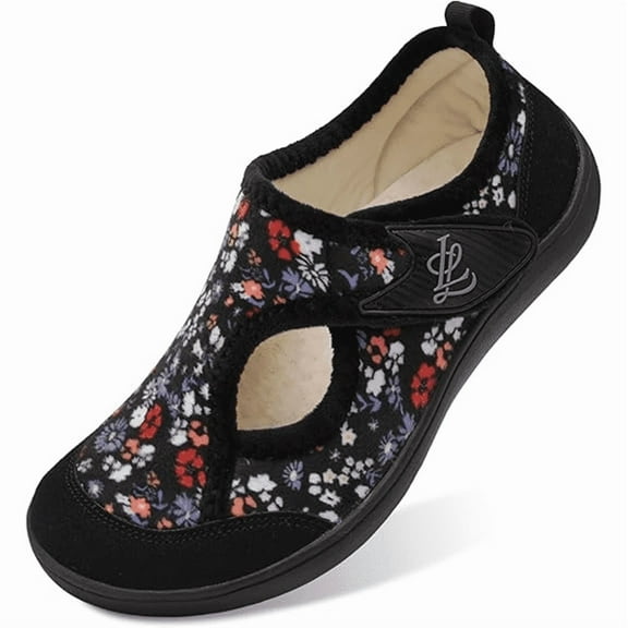 Barerun Women's Wide Diabetic Slippers Adjustable for Swollen Feet Indoor Outdoor House Shoes