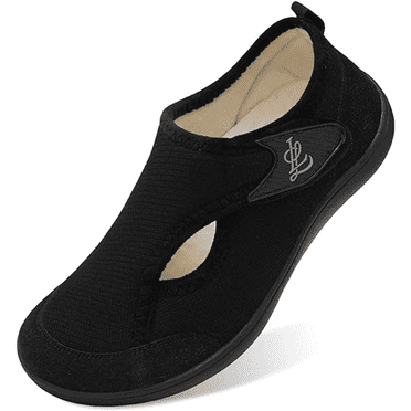 Barerun Womens Adjustable Non-Slip Diabetic Shoes, Wide Slippers for Arthritis and Edema, Size 6