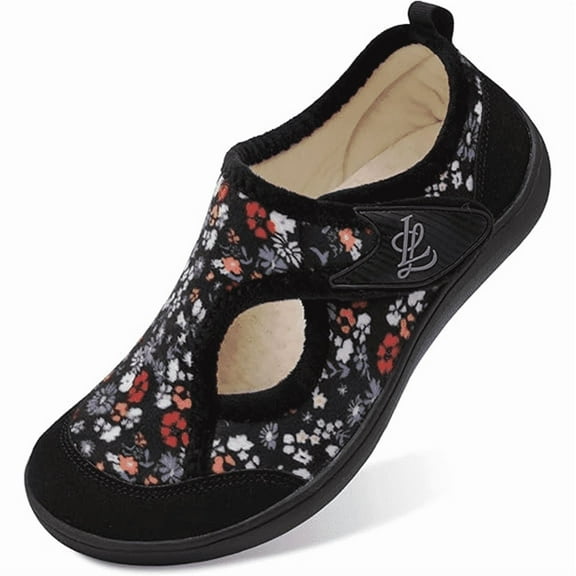 Barerun Women's Wide Diabetic Slippers Adjustable for Swollen Feet Indoor Outdoor House Shoes