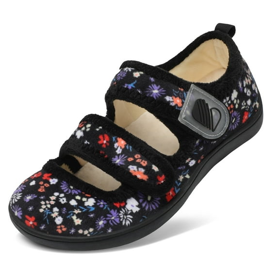 Barerun Womens Slippers Wide House Shoes Adjustable Diabetic Shoes