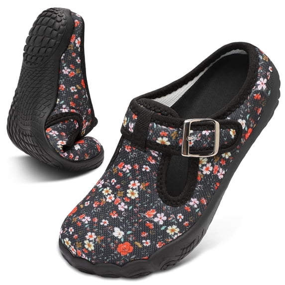Womens Slippers Mules Wide Slip On Flat Slippers Diabetic Friendly 6