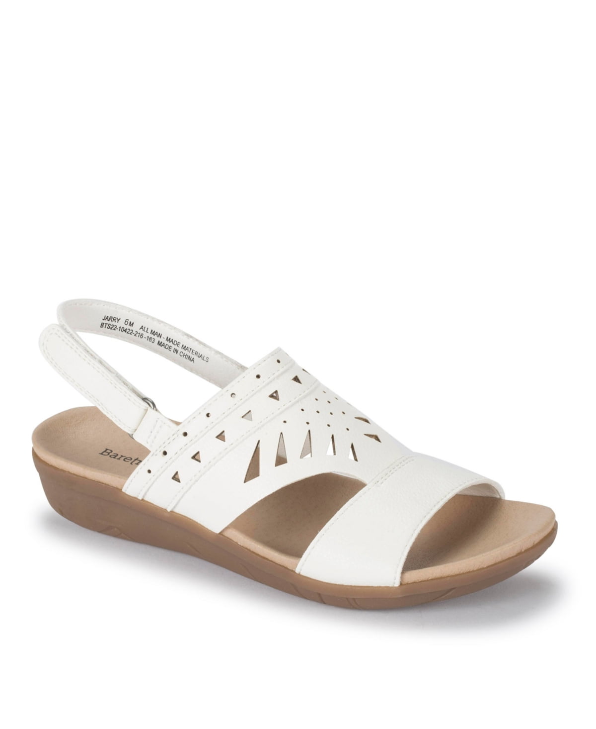BareTraps JALEN Women's Sandals - White, Size 11 W | Cushioned Comfort, Adjustable Hook & Loop