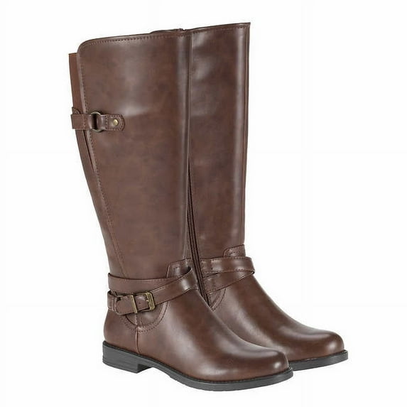 Baretraps Ladies Tall Riding Boot Size 9, Zipper Faux Leather, Brown New without Box