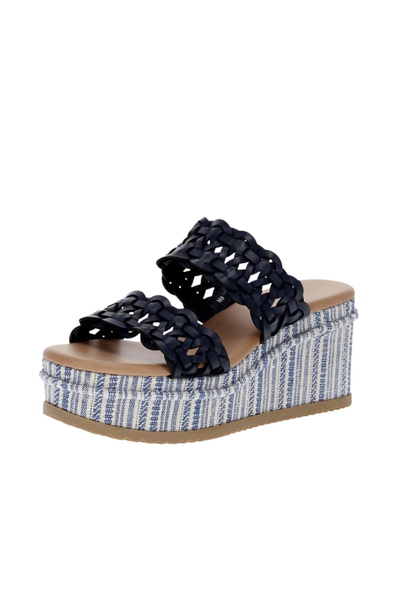 Skylar Wedge Sandal Dark Navy BT30717 Women's Size 6