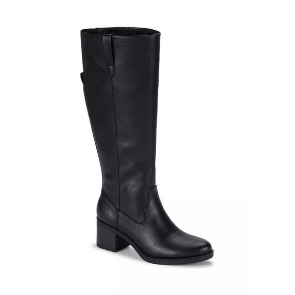 Baretraps Women's Black Cyra Faux Leather Block Heel Tall Boots
