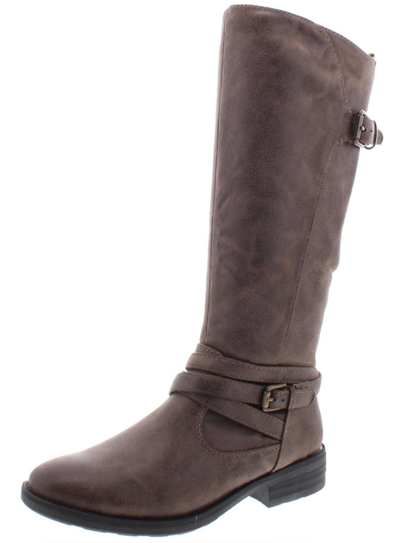 Womens Alysha Faux Leather Faded Mid-Calf Boots