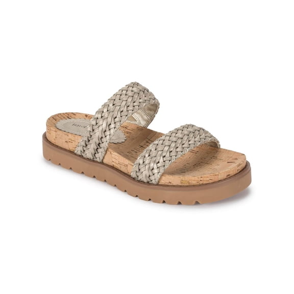 Baretraps Womens Deanne Faux Leather Braided Slide Sandals