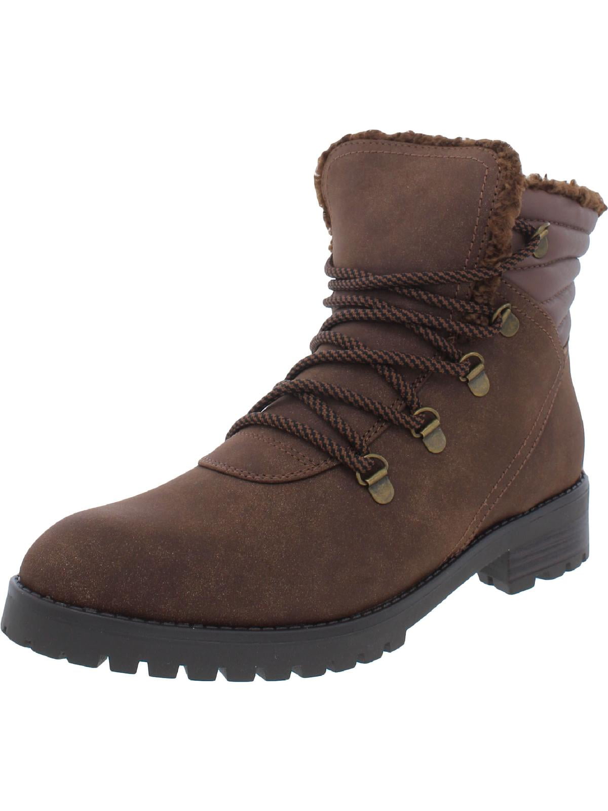 Baretraps Womens Dennison Faux Suede Faux Fur Hiking Boots