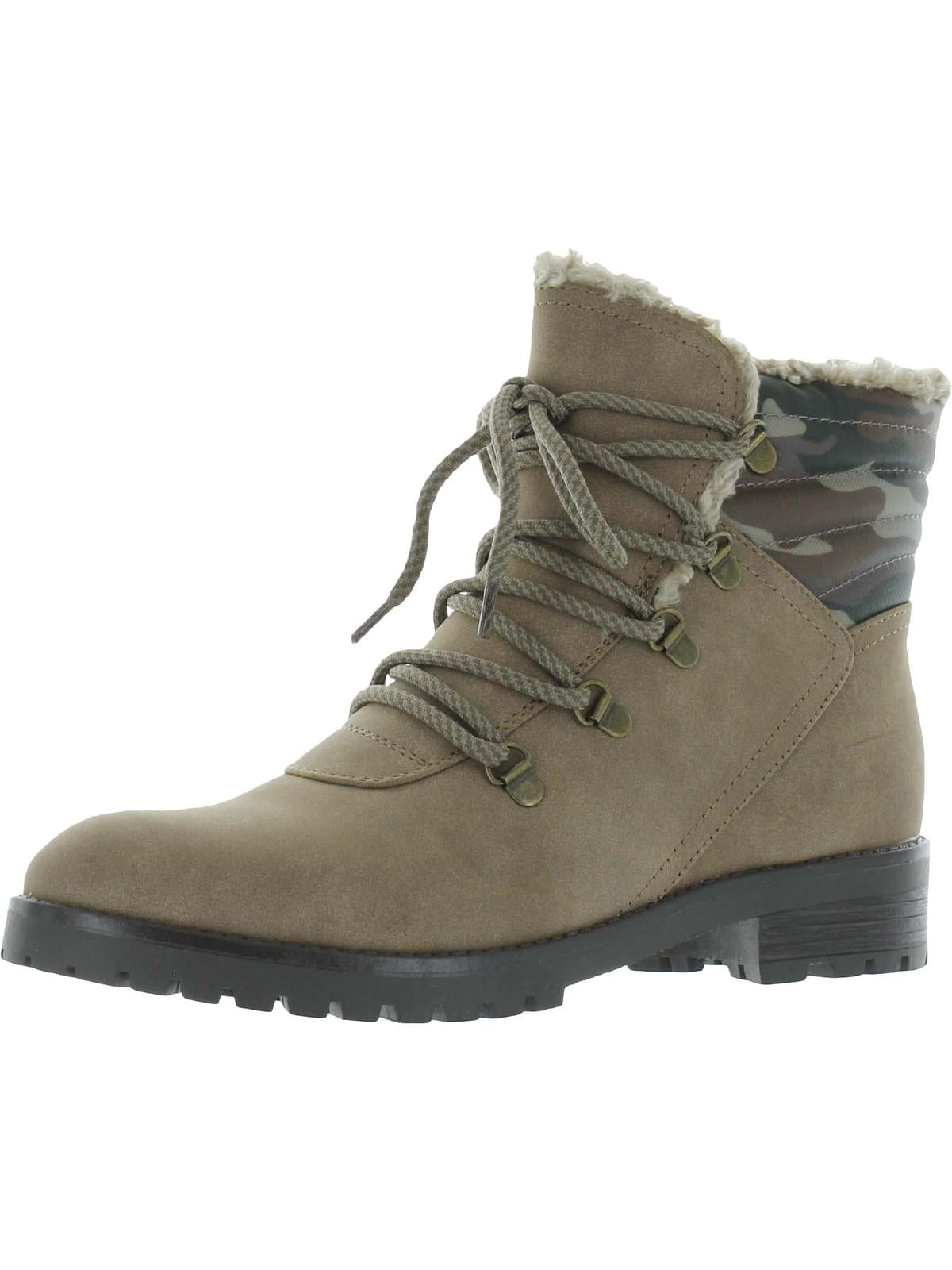 Baretraps Womens Dennison Faux Suede Faux Fur Hiking Boots