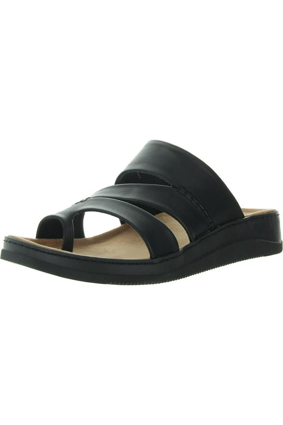 Womens FRESHA  Toe Loop Faux Leather Slide Sandals