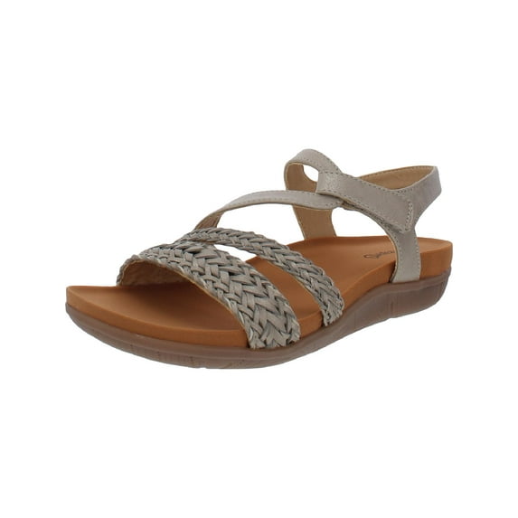 Baretraps Womens Jalen Faux Leather Ankle Strap Footbed Sandals