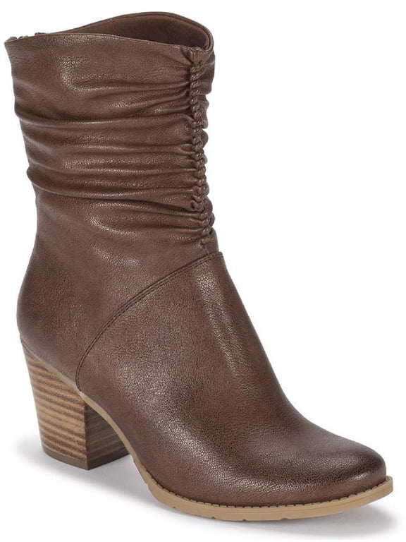 Womens Leslie Faux Leather Almond Toe Ankle Boots