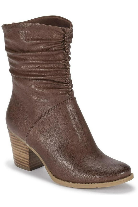 Womens Leslie Faux Leather Almond Toe Ankle Boots