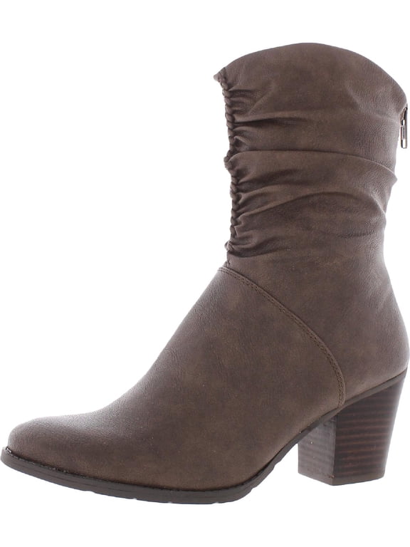 Womens Leslie Faux Leather Casual Mid-Calf Boots