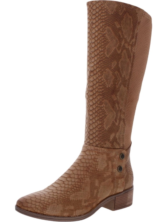 Womens Madelyn Faux Leather Embossed Knee-High Boots