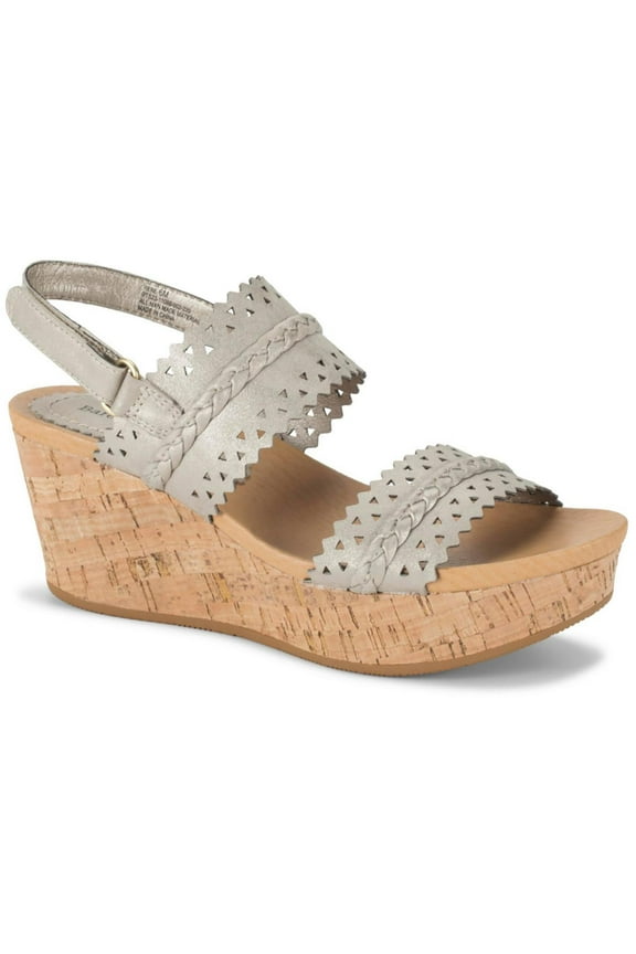 Womens Rene Cork Faux Leather Platform Sandals