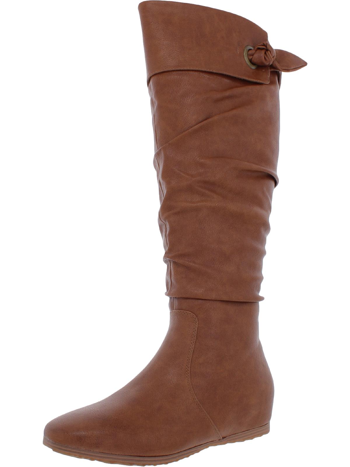 Baretraps Womens Sable Faux Leather Wide Calf KneeHigh Boots