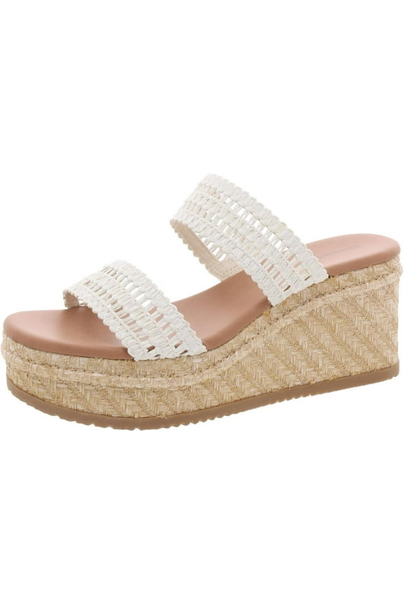 Womens Sophie Woven Faux Leather Wedge Sandals