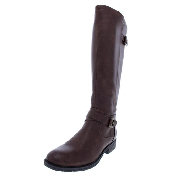 Baretraps Womens Yalina Faux Leather Buckle Riding Boots