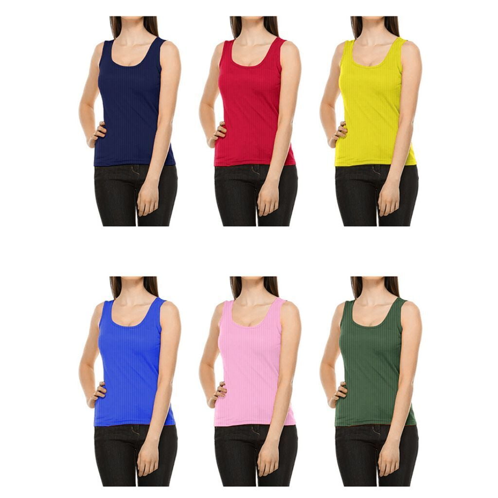 Bargain Honcho 12-Pack: Women's Seamless Cotton Ribbed Basic Stretch Tank Tops - Walmart.com