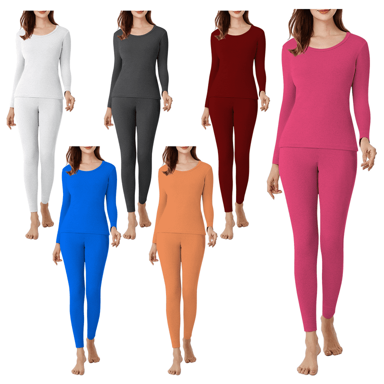 Bargain Honcho Women's 100% Cotton Waffle Knit Thermal Underwear Long  Sleeve Crew Neck Top & Bottom 3-Pack