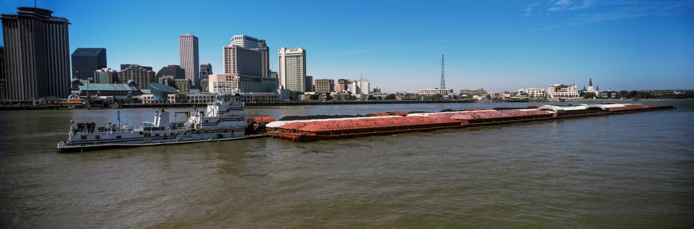 Barge in the Mississippi River New Orleans Louisiana USA Canvas Art - Panoramic Images (36 x 12)