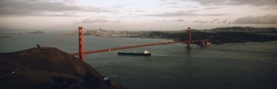 Barge passing under a bridge Golden Gate Bridge San Francisco California USA Canvas Art - Panoramic Images (36 x 12)