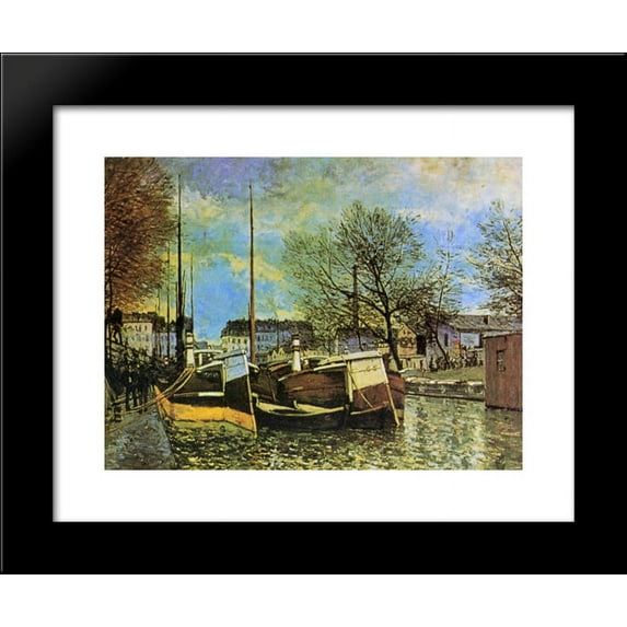 Barges on the Saint Martin Canal 20x24 Framed Art Print by Alfred Sisley