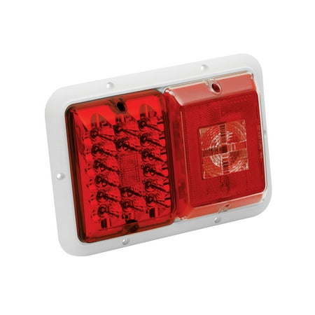 Bargman Taillight Horizontal Mount with Red LED, Incandescent Backup with White Base