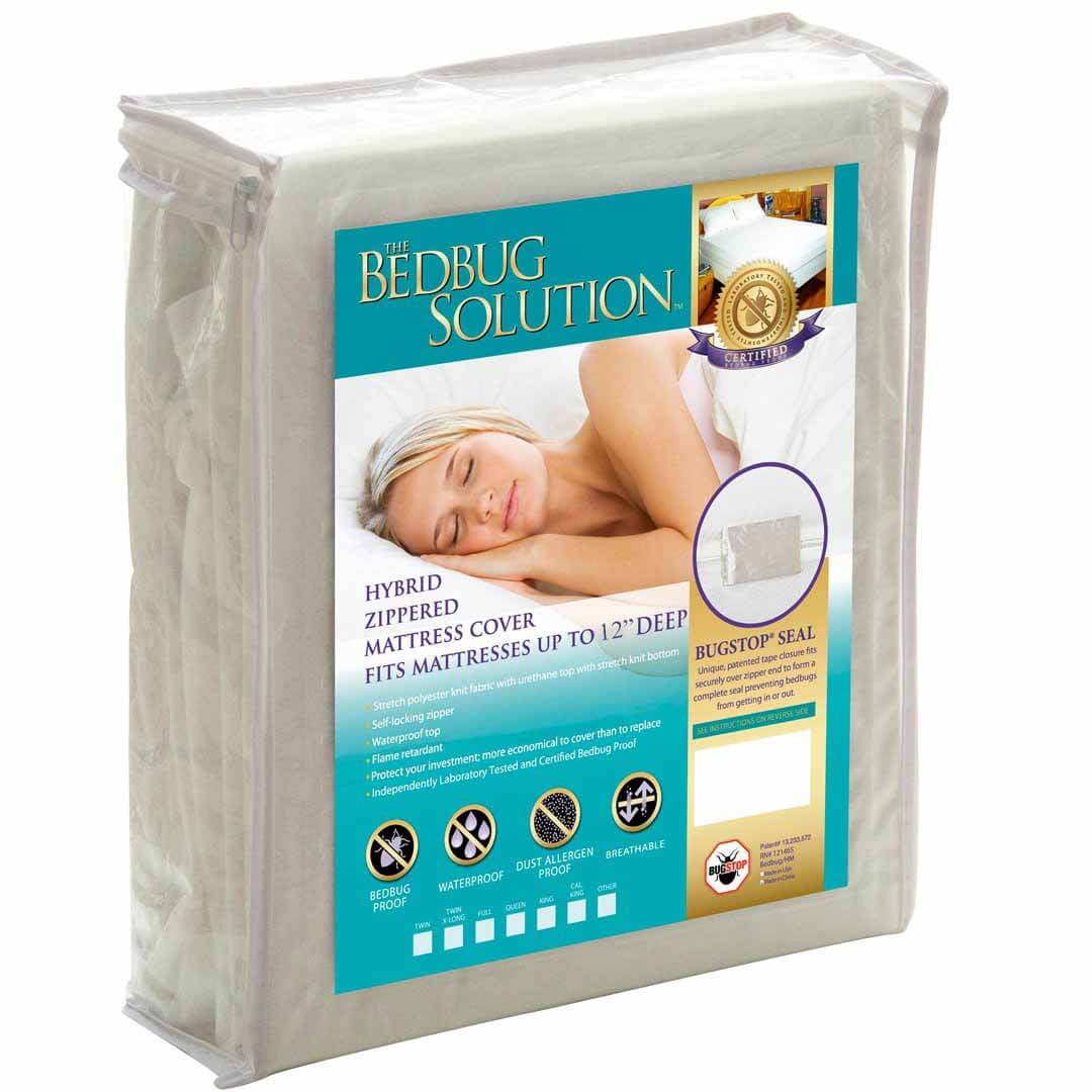 Queen White Polyester Waterproof Zippered Mattress Protector