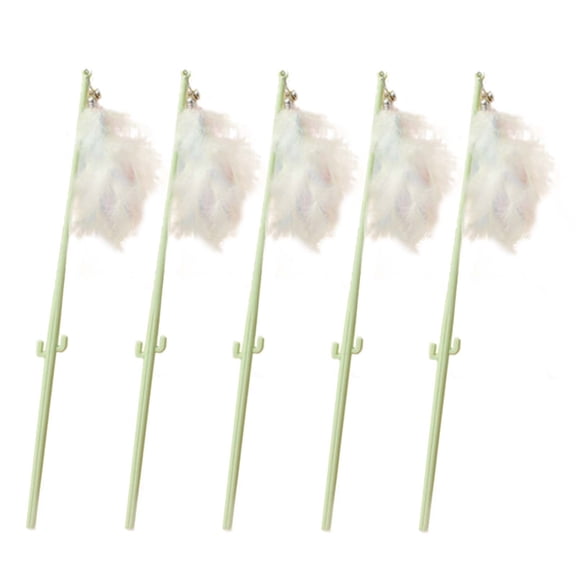 Barhoo 5 Pack Colorful Cat Wand Toys Interactive Feather Teaser Long Rod Stick Kitten Play Exercise Hunting Chaser Training Supplies Indoor Entertainment Activity for Kitty Pet Accessories