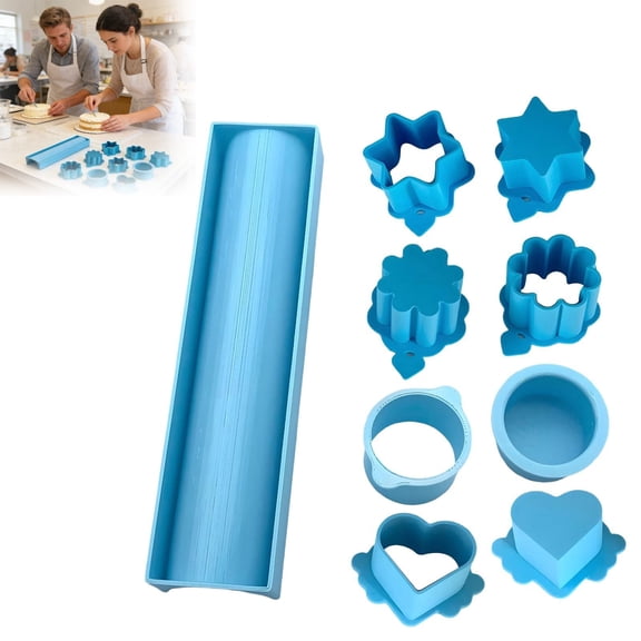Barhoo 9-Inch Round Cake Pop Mold & Baking Molds for Birthday Parties, Deluxe Circle Cake Set with Tray, Easy Cake Maker for Cutter, Blue