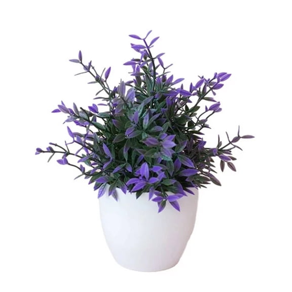 Barhoo Artificial Potted Plant: Small Faux Greenery in White Plastic Pot for Shelf, Home, and Bathroom Decor – No Watering Needed, Perfect for Low-Light Spaces 1X Artificial Plant Bonsai