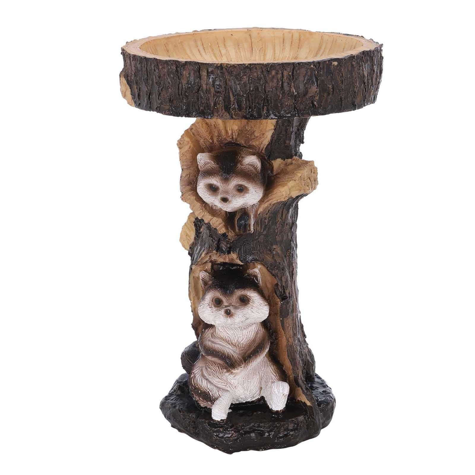 Barhoo Bird Bath Ornament Resin Raccoon Birdbath Polyresin Antique Garden Bird Bath for Home Garden Yard Resin Bird Bath Garden Ornament Clearance!