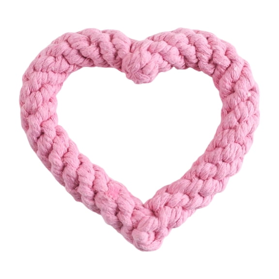 Barhoo Cute Valentine's Day Heart Shaped Cotton Rope Dog Chew Toy Soft Pink Red Design Dental Cleaning Teething Toy for Puppies Small Dogs Interactive Tug Play Durable Handwoven Construction