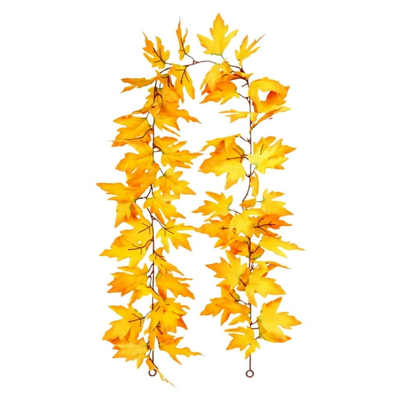 Barhoo Garland Hanger for Door Frame Fall Leaf Garland Simulated Maple Leaf Rattan Garland - Autumn-Themed Wall Hanging for Home, Door, Mantel, and Shelf Decoration, Rustic and Reusable Fall Decor