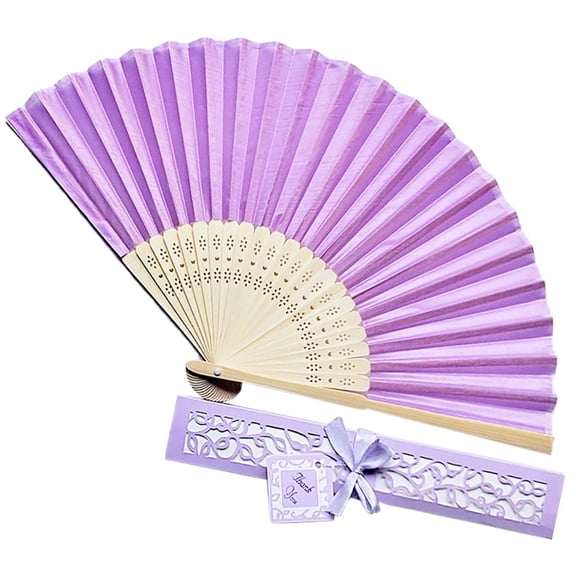 Barhoo Paper Fans Handheld Wedding Gift Box Gift Fan Tray Carton Couple Gift Solid Color Silk Fan Paper Fans Party Decorations Clearance!