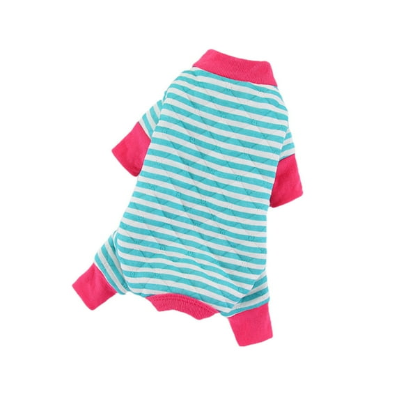 Barhoo Pet Dog Pajamas Soft Cotton Shirt Jumpsuit Striped Cute Overall Doggy Cat Strip Clothes, Comfortable Apparel for Play and Sleep, Humanized Design for Fashionable Look and Warmth