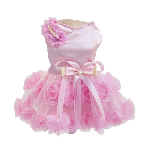 Barhoo Rose Gift Pet Dress for Spring and Summer, Cute Dog Dresses for Special Occasions, Fashionable Pet Clothes with Bow Skirt and Comfortable Fit 1X Pet Dress