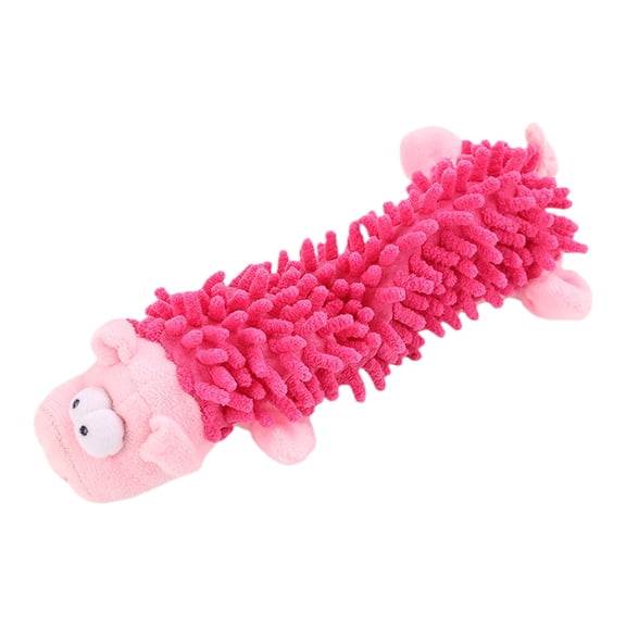 Barhoo Squeaky Plush Mop Dog Toy for Teeth Cleaning Play, Interactive Chew Toy with Mop-Like Texture for Dental Health, Soft Stuffed Animal for Puppy Teething Aggressive Chewers