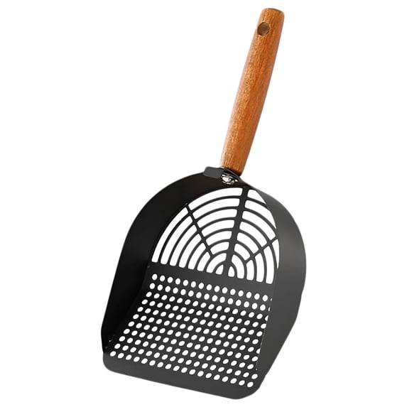 Barhoo Stainless Steel Cat Litter Scoop Long Handle Pet Waste Shovel for Litter Box Cleaning Heavy Duty Large Capacity Ergonomic Wooden Handle Efficient Sifting System Rust-Proof Cleaning Tool