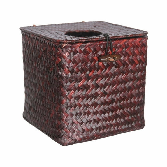 Barhoo Tissue Box Cover Kleenex Box Covers Square Woven Straw Tissue Box Cover - Decorative Napkin Holder and Pumping Paper Dispenser for Home, Bathroom, and Office 1 Tissue Box