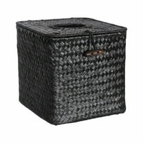 Barhoo Tissue Box Cover Kleenex Box Covers Square Woven Straw Tissue Box Cover - Decorative Napkin Holder and Pumping Paper Dispenser for Home, Bathroom, and Office 1 Tissue Box