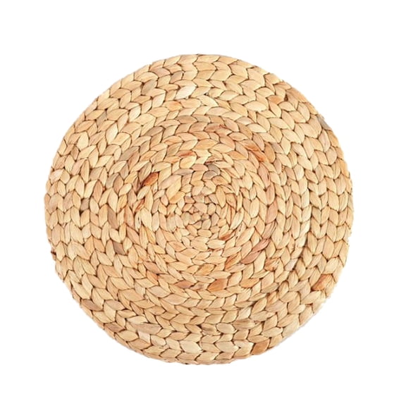 Barhoo Woven Placemat, Desktop Ornament Clearance, Household Pure Hand Woven Water Hyacinth Grass Mat Cup Bowl Pot Plate Anti Scalding Heat Insulation Table Decoration Mat A
