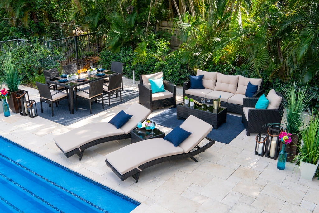 Bari 14-Piece Wicker Combination Furniture for Patio Outdoor ...