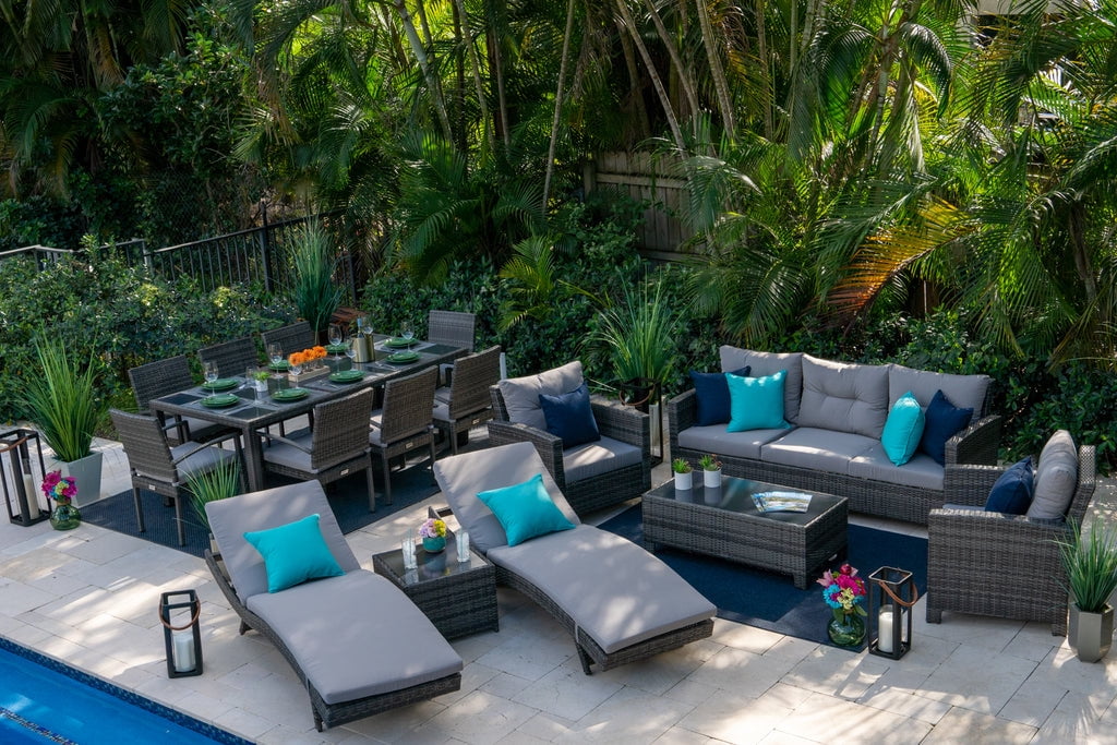 Bari 16-Piece Wicker Combination Furniture for Patio (L) Outdoor ...