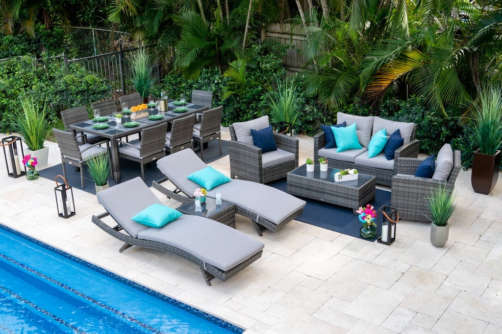 Bari 16-Piece Wicker Combination Furniture for Patio Outdoor ...