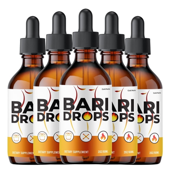 Bari Drops Supplement, Bari Drops Liquid Extract, All Natural Maximum Strength Formula Overall Wellness 60 mL (5 Pack)