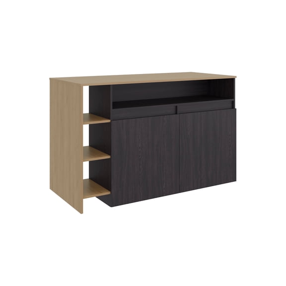 Bari Modern Kitchen Island and Counter Dining Table, Compact Structure with 4 Open shelves